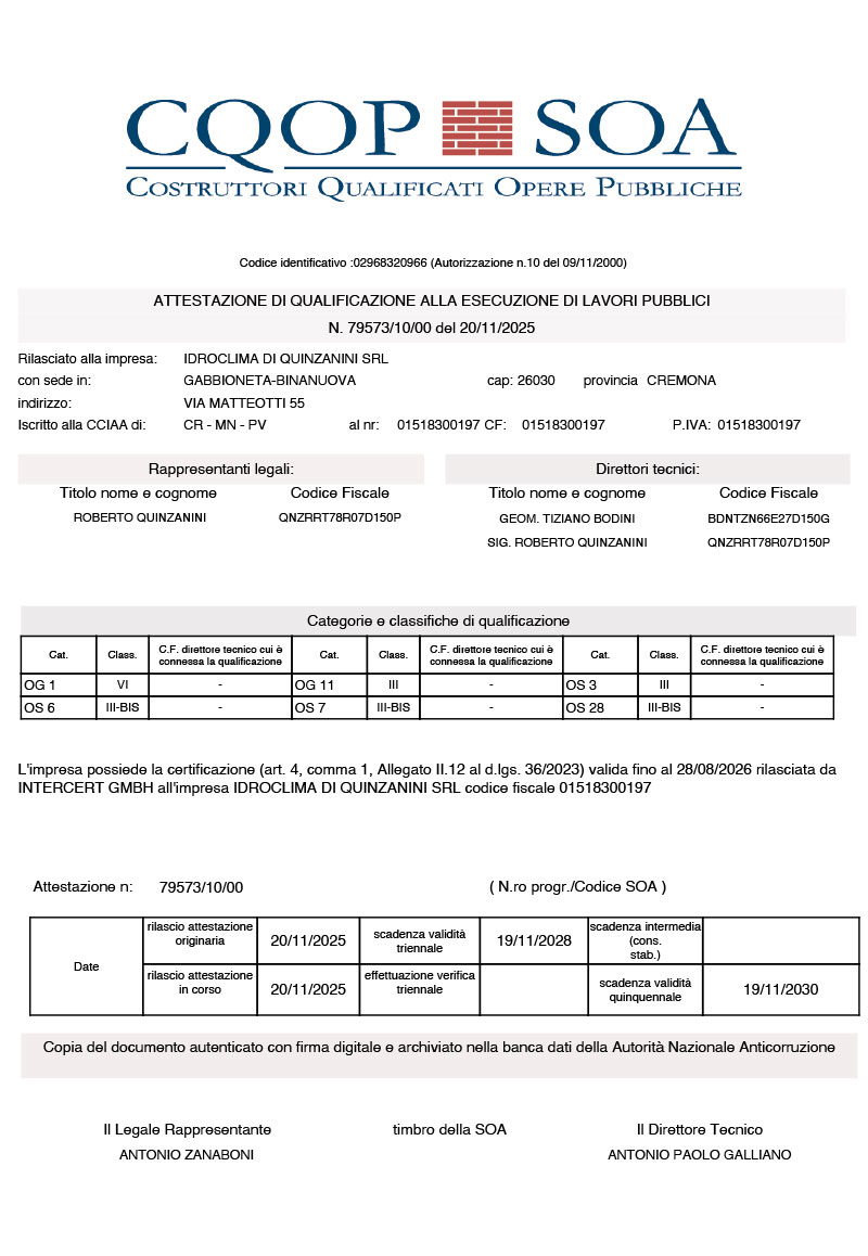 CERTIFICAZIONI DI SISTEMA SOA